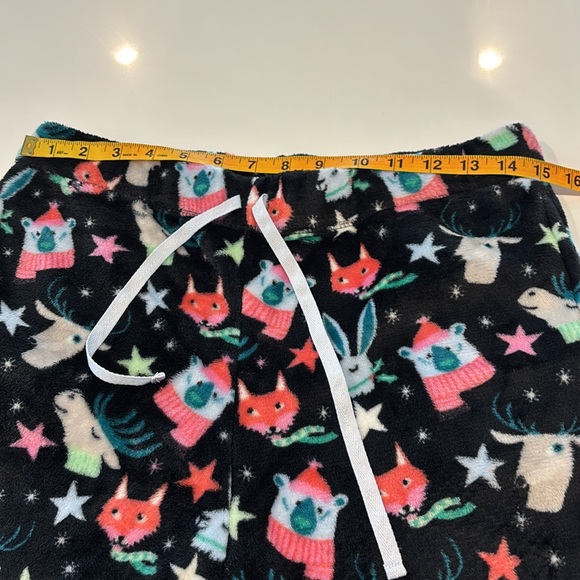 Women’s Joyspun Pajama Pants Black Whimsical Design Fuzzy Drawstring Waist S - Picture 10 of 13